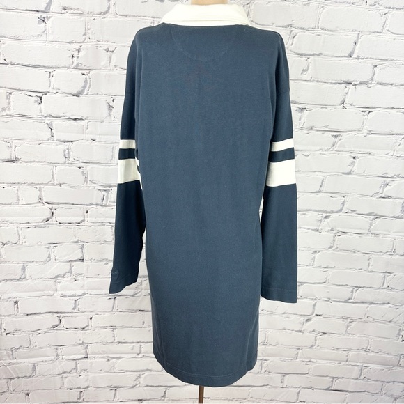 Faherty Sports Jersey Polo Dress Womens Small Long Sleeve Sea Storm Blue Rugby - Picture 4 of 14